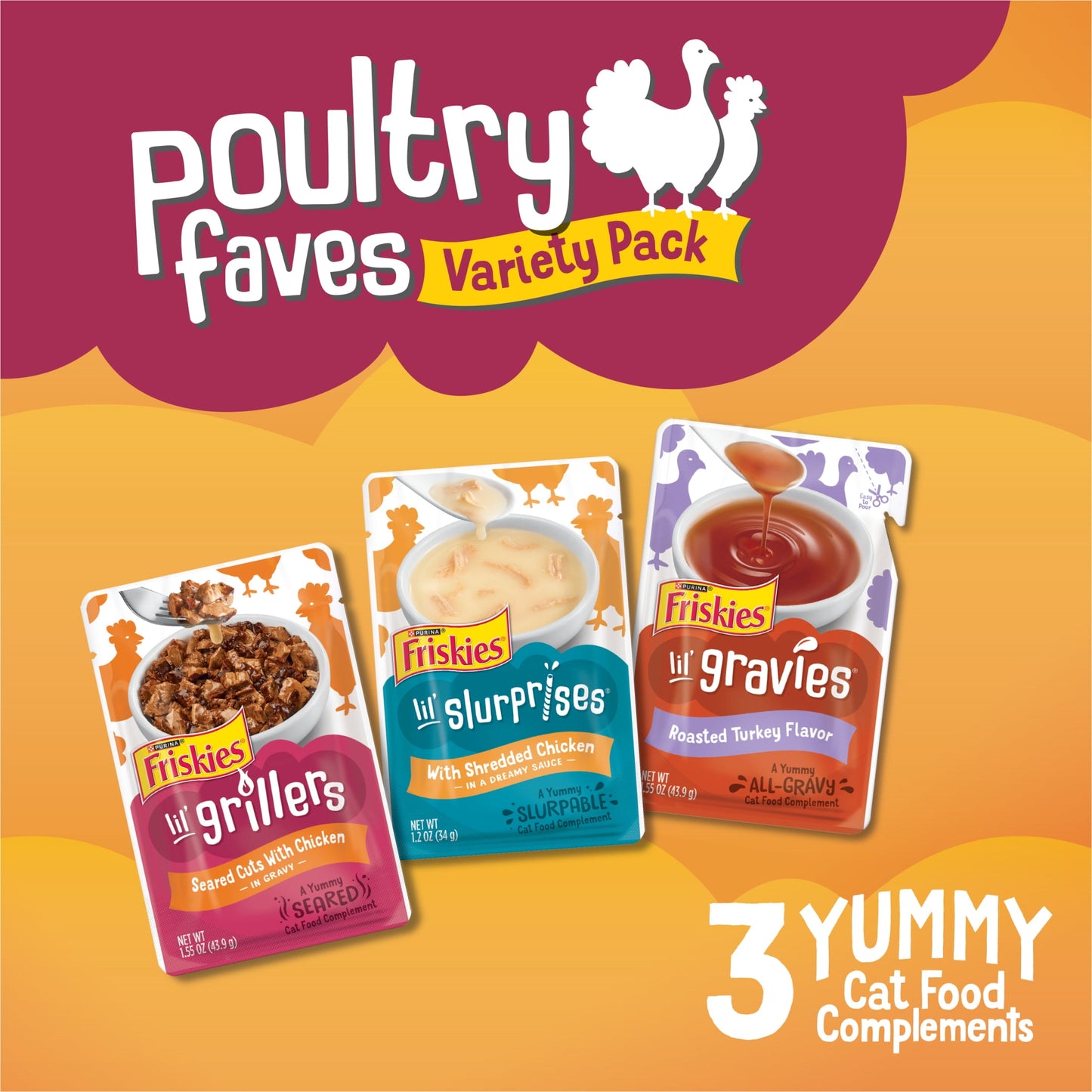 Purina  Poultry Faves Gravy Cat Food Complements Variety Pack (8 Pack)