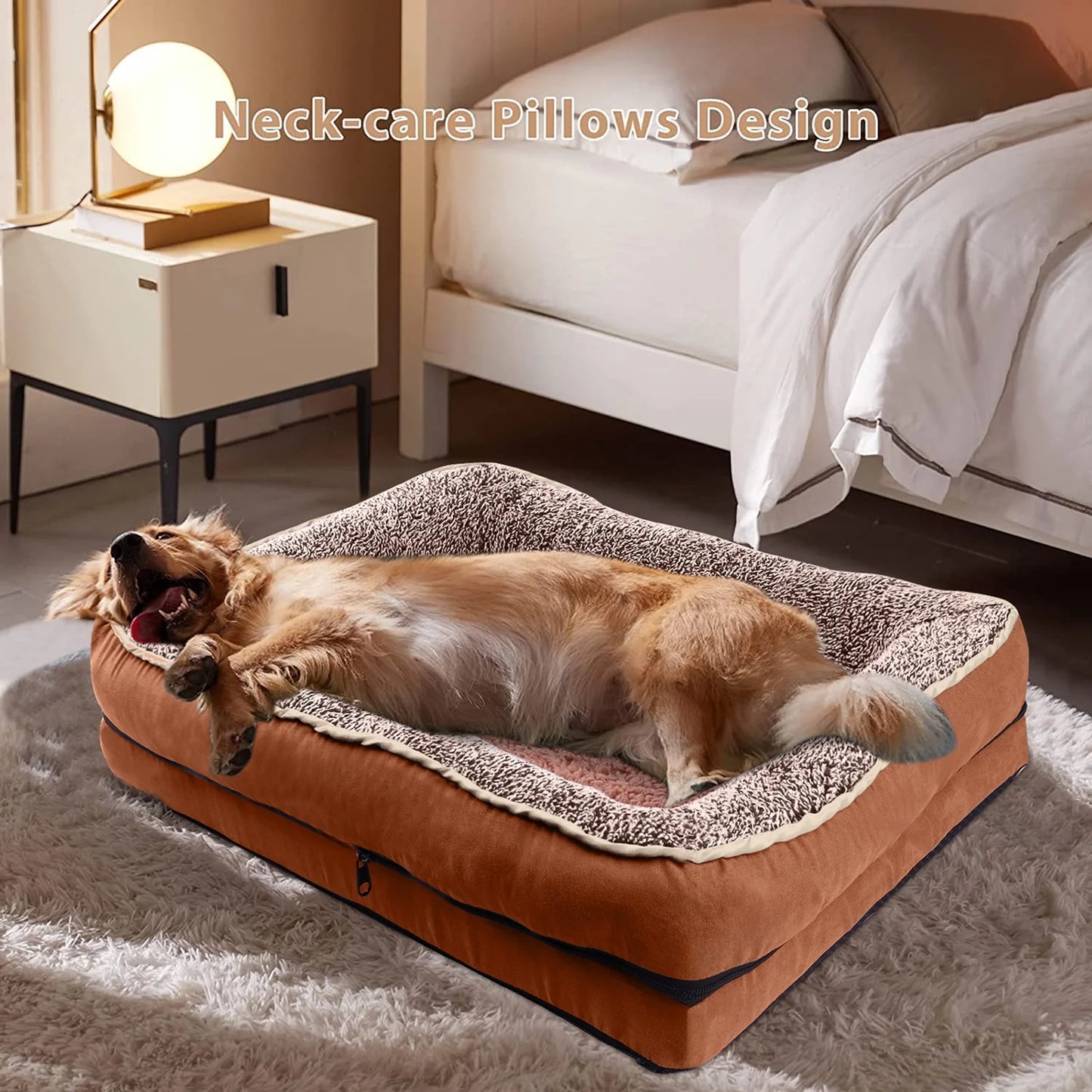 Dog Beds for Small Dogs Orthopedic Dog Bed Sofa Large Medium Small, Supportive Egg Crate Foam Pet Couch Bed with Removable Washable Cover Non Skid Bottom, S, Grey