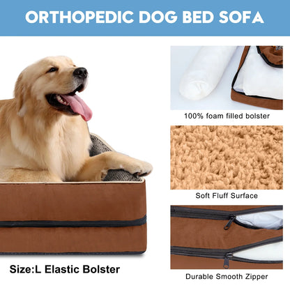 Dog Beds for Small Dogs Orthopedic Dog Bed Sofa Large Medium Small, Supportive Egg Crate Foam Pet Couch Bed with Removable Washable Cover Non Skid Bottom, S, Grey