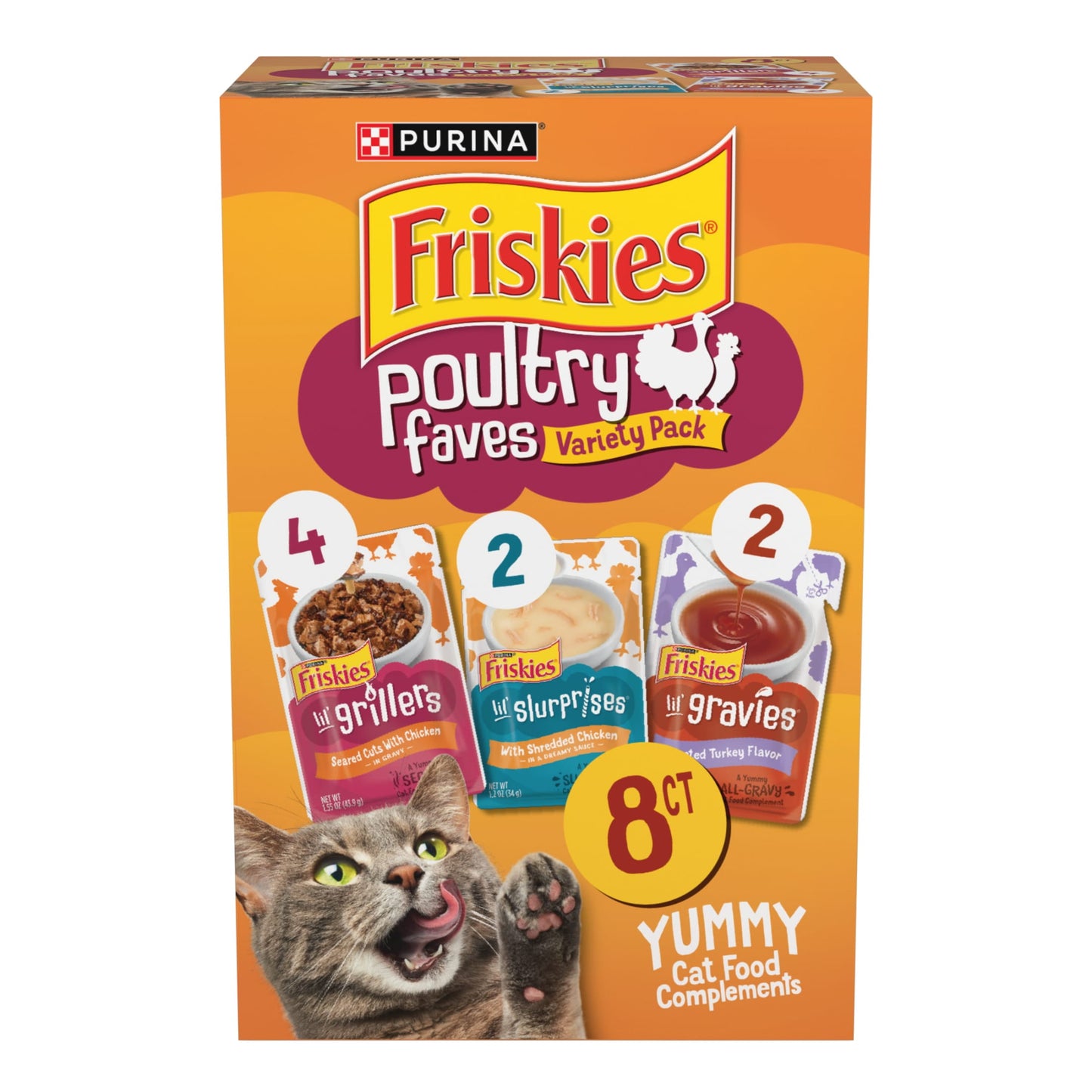 Purina  Poultry Faves Gravy Cat Food Complements Variety Pack (8 Pack)