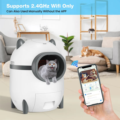 Self Cleaning Cat Litter Box Automatic Odor Removal Cat Litter Box with APP Control & Cleaning Kit for Multiple Cats