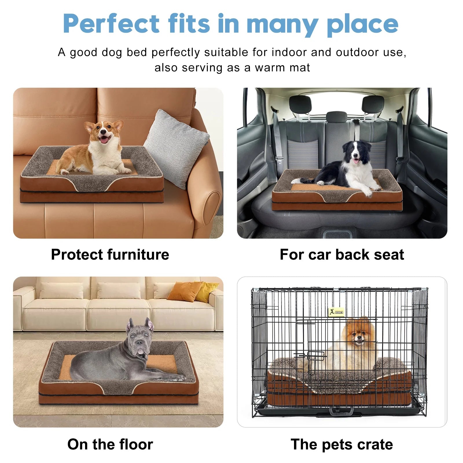 Dog Beds for Small Dogs Orthopedic Dog Bed Sofa Large Medium Small, Supportive Egg Crate Foam Pet Couch Bed with Removable Washable Cover Non Skid Bottom, S, Grey