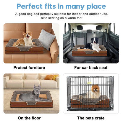 Dog Beds for Small Dogs Orthopedic Dog Bed Sofa Large Medium Small, Supportive Egg Crate Foam Pet Couch Bed with Removable Washable Cover Non Skid Bottom, S, Grey